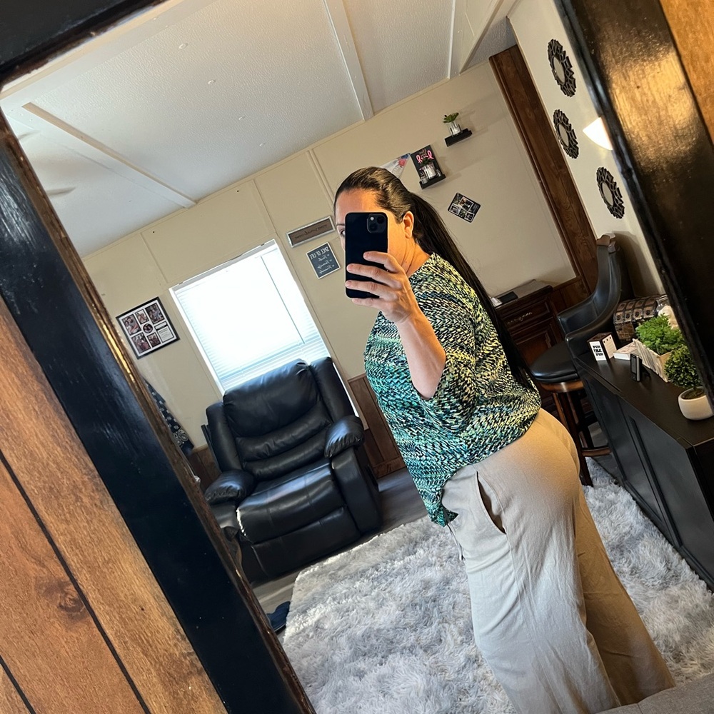 Green Patterned Women's Top